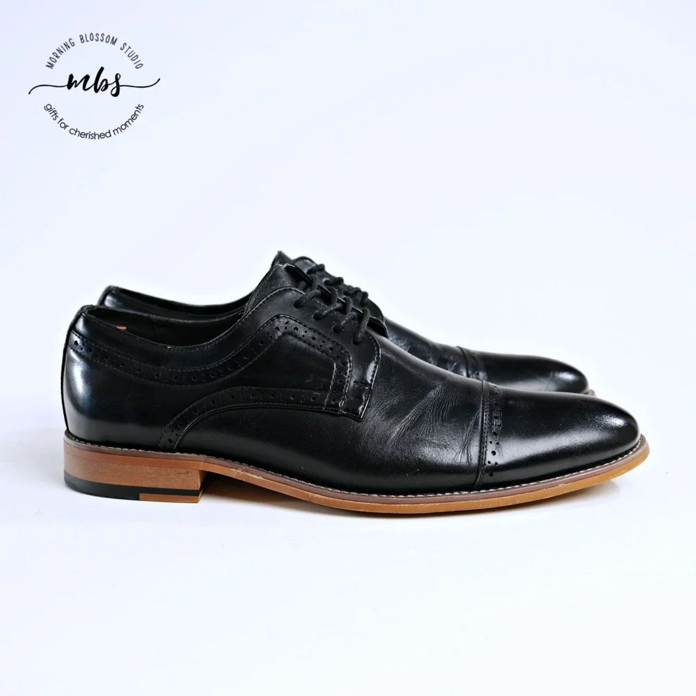 Stacy Adams Atticus Cap Toe Leather Oxfords Black Men 10‎